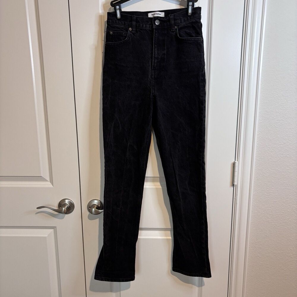 Reformation Jeans Womens Liza Ultra High Rise Straight Jeans Black Size 25